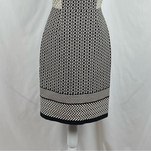 J Crew Black Cream Geometric Academia Office Sheath Dress NWT Size 8 - Picture 4 of 15